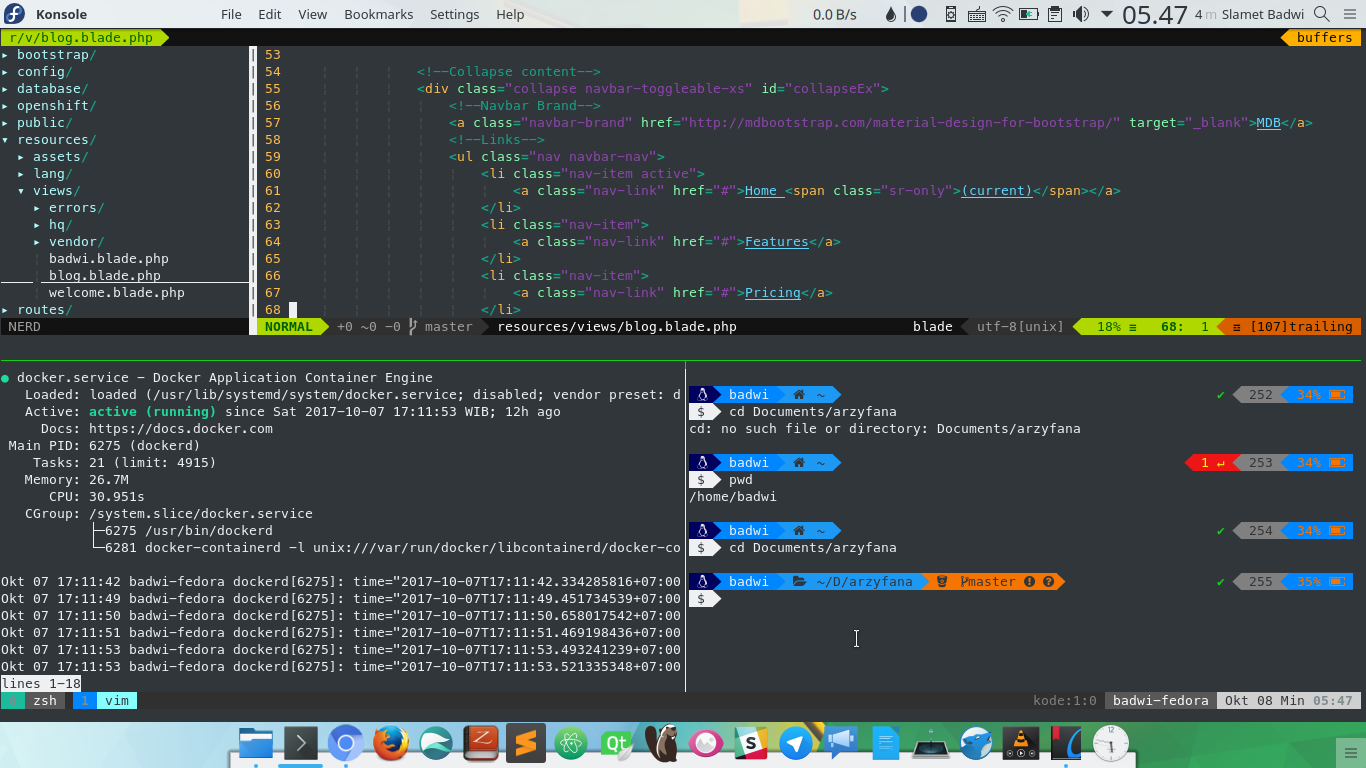tmux and vim in konsole using oh-my-zsh