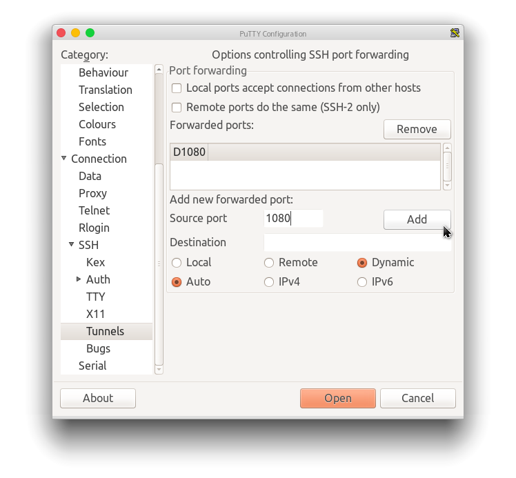 putty di ubuntu untuk proxy internet